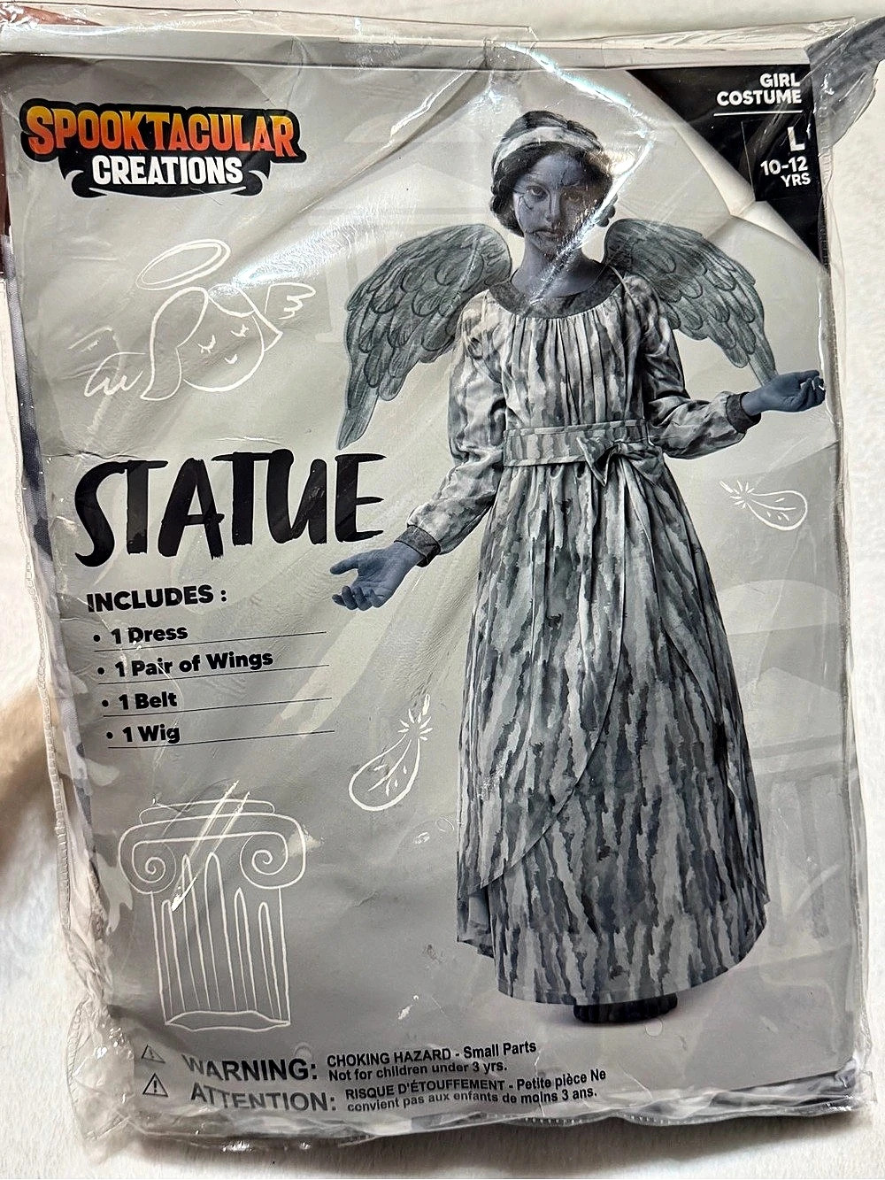 Spooktacular Creations Girls Statue Angel Costume Gray & Black Girls 10-12
